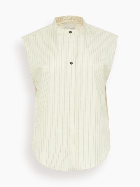 Loulou de Saison Hale Stripes Sleeveless Boxy Top in Ivory/Black