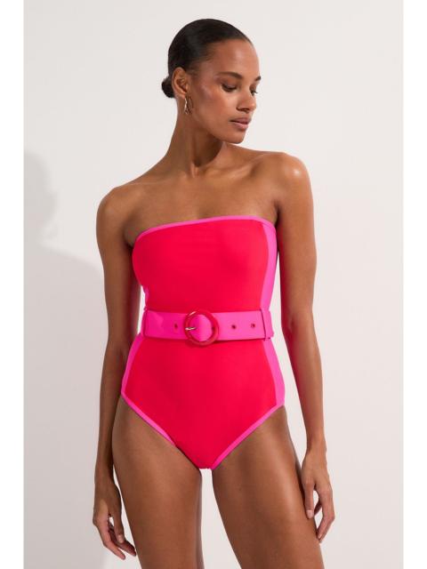 KAREN MILLEN Contrast Panelled Bandeau Swimsuit With Belt