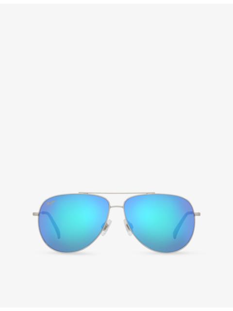 Maui Jim MJ000790 Hauu Oli XL Pilot-Frame Metal Sunglasses