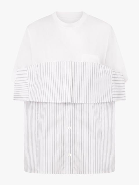 sacai T-SHIRT X STRIPE SHIRT PANEL | WHITE/BLACK