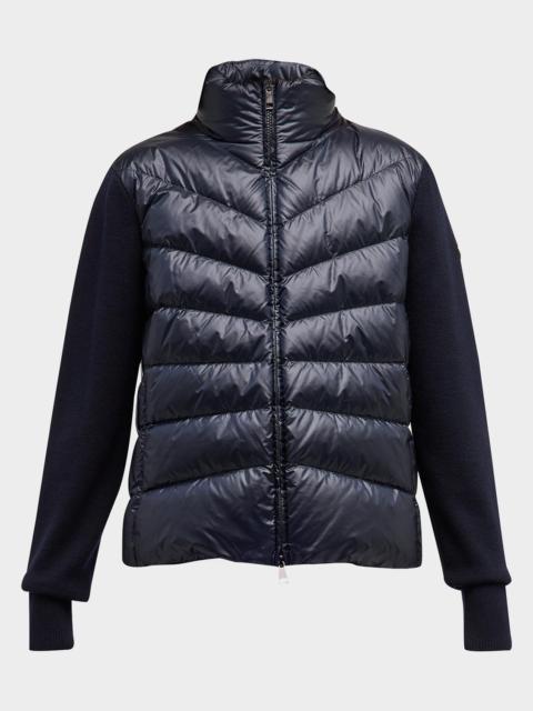 Moncler Wool-Blend Puffer Cardigan