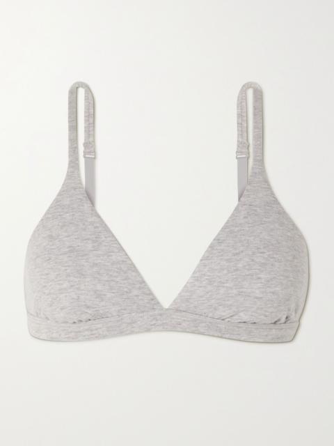 SKIMS Cotton-Blend Jersey Triangle Bralette - Light Heather Grey Gray