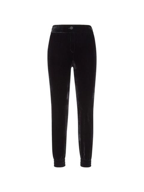 elasticated-waist velvet trousers