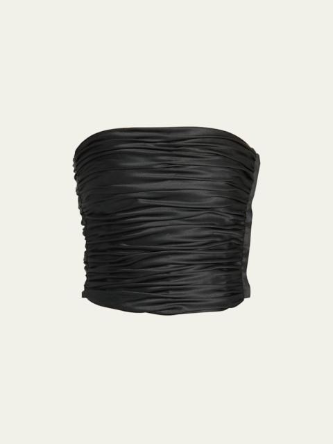GIORGIO ARMANI Strapless Ruched Bustier Silk Top
