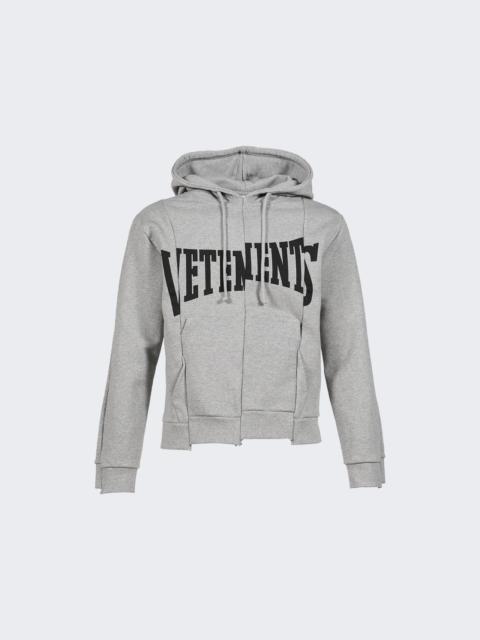 VETEMENTS Cut-up Logo Fitted Hoodie Grey Melange