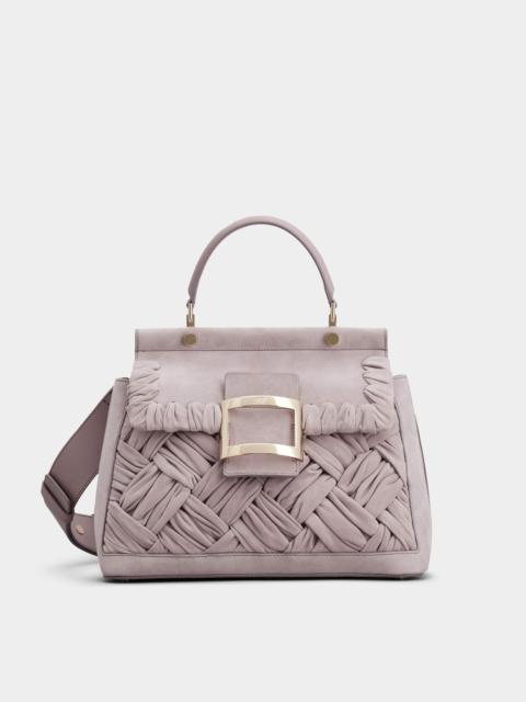 Roger Vivier Viv' Cabas Foulard Metal Buckle Bag in Suede