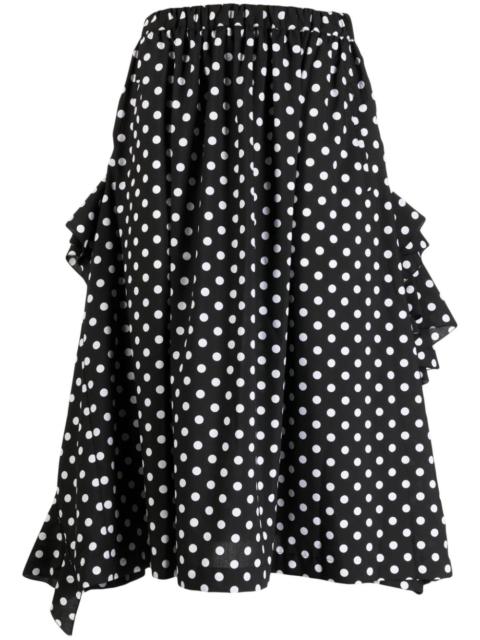 Comme des Garçons Comme des Garçons ruffled-detail polka dot-print midi skirt