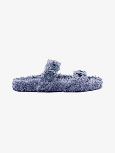 Larroudé Milan Slide In Blue Faux Fur