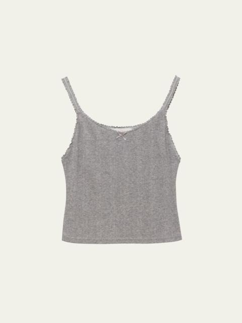 Dunst Pointelle Knit Bow Tank Top