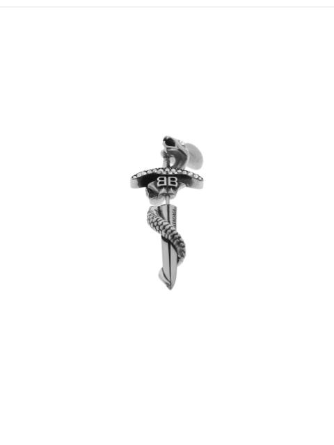 BALENCIAGA Goth Snake Earring in Antique Silver