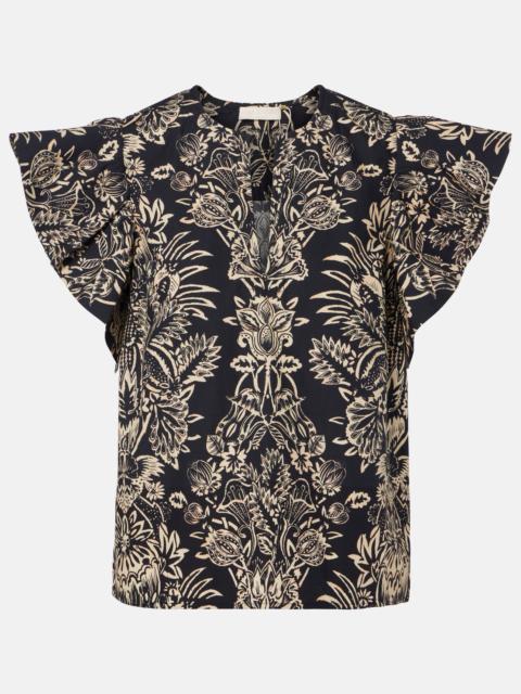 ULLA JOHNSON Severine printed cotton poplin top