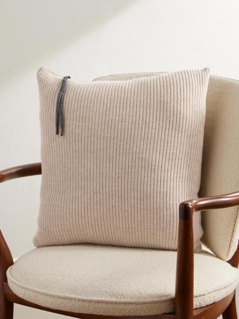 Brunello Cucinelli Bead-Embellished Ribbed Cashmere Cushion
