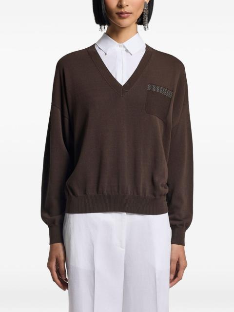 PESERICO pocket V-neck sweater