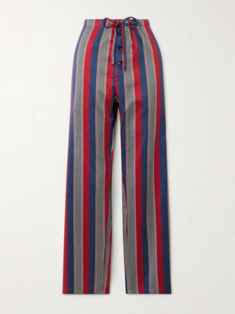 BODE Marina striped cotton-blend wide-leg pants