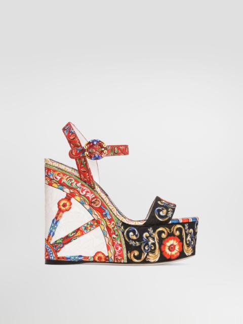 Dolce & Gabbana Carretto-print brocade wedge sandals