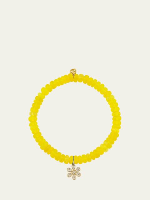 SYDNEY EVAN 14K Diamond Pave Daisy on Yellow Opal Bracelet