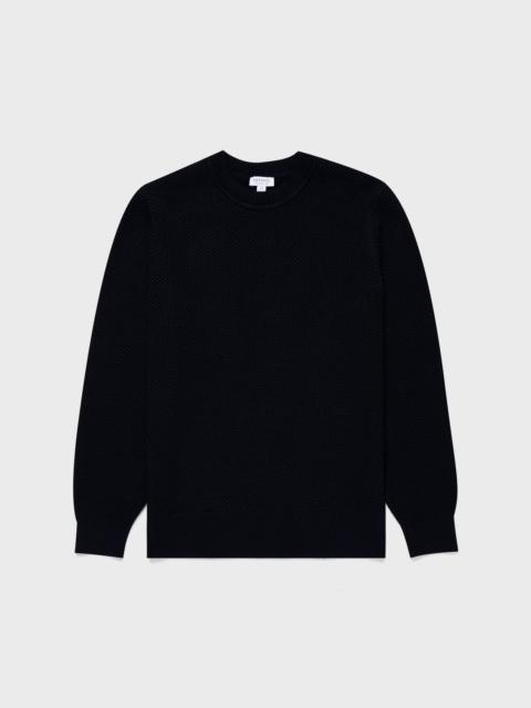Sunspel Honeycomb Cotton Crew Neck Jumper