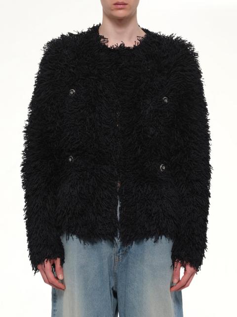 doublet Straw Tweed Knit Cardigan in Black