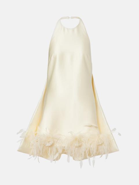 self-portrait Fringed satin minidress