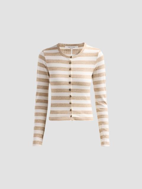 rag & bone Women's The Wide Striped Rib-Knit Cardigan - Toffee
