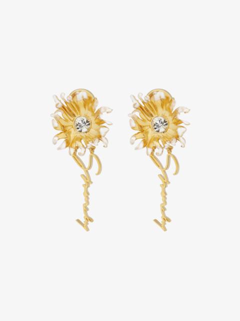 DAISY EARRINGS IN METAL AND ENAMEL WITH CRYSTAL