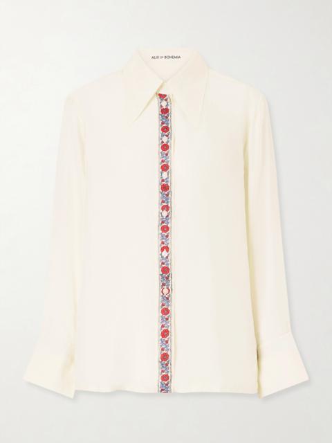 ALIX OF BOHEMIA Dana Floral-print Silk-satin Shirt