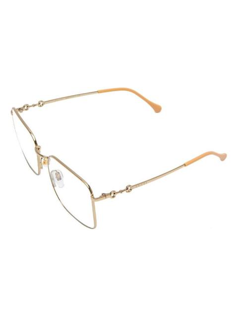 GUCCI Gucci Metallic Horsebit Retro Minimalistic Frame Pink Lens Gold Color Square Unisex GG0951O-001