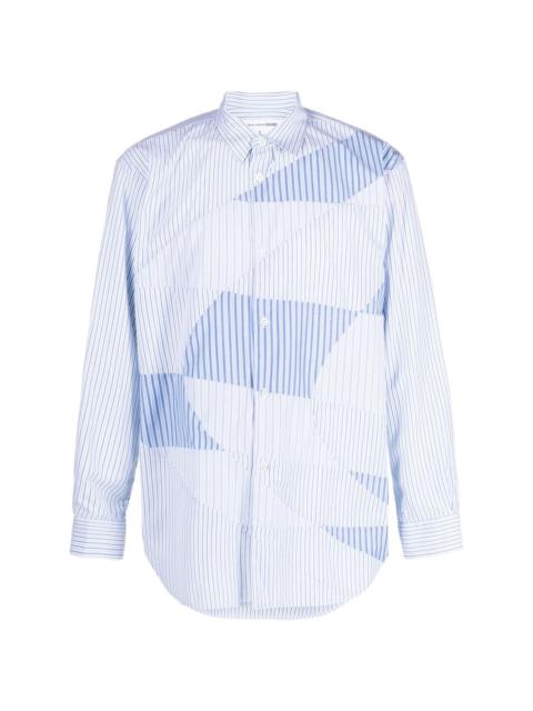 striped panelled long-sleeve shirt