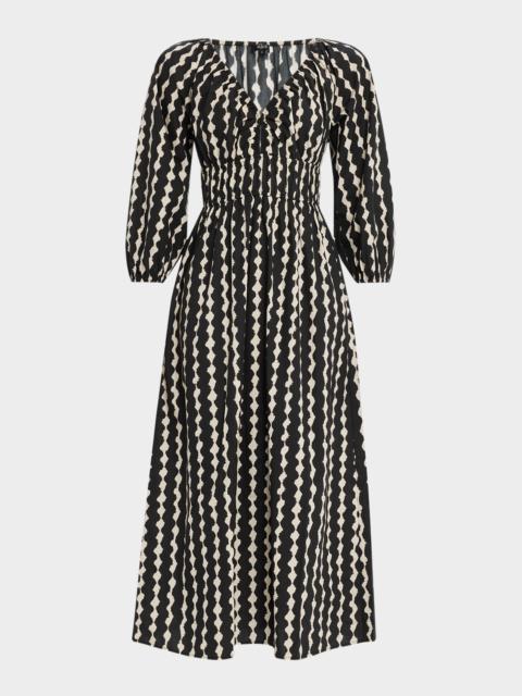 Rails Paio Blouson-Sleeve Midi Dress