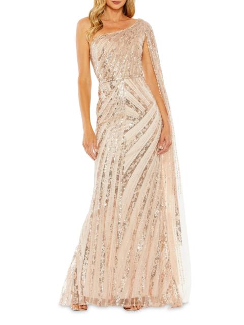 MAC DUGGAL Women's Asymmetric Sequined Gown - Rose Gold