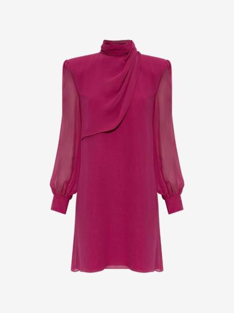Valentino draped-panel long-sleeve mini dress