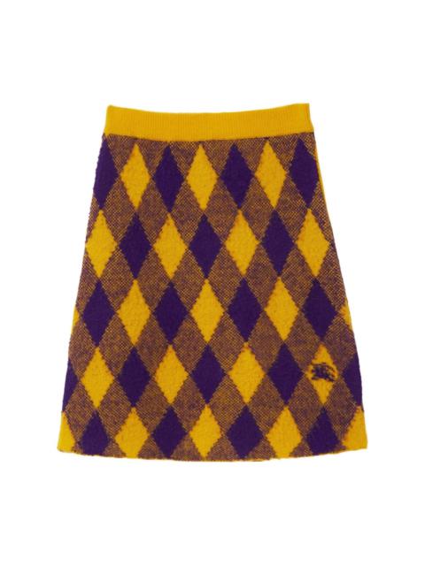 Argyle check-pattern knitted skirt