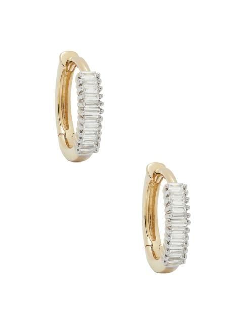 STONE AND STRAND Up and Down Baguette Diamond Huggie Earrings
