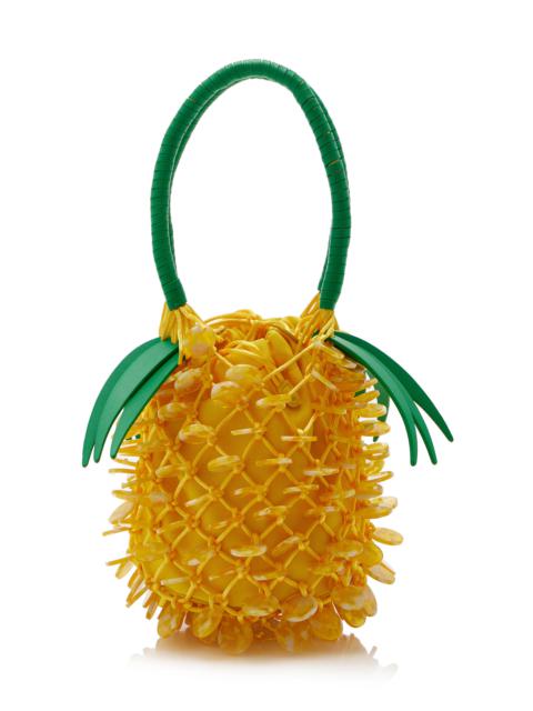 STAUD Pietro Beaded Pineapple Bag yellow