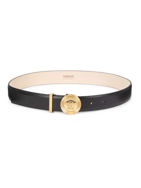 VERSACE Women's Medusa Medallion Leather Belt - Black