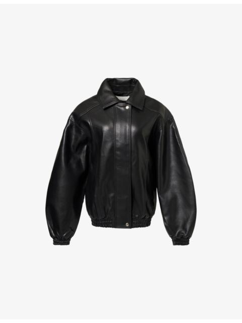 The Frankie Shop Prescott Oversized Leather Bomber Jacket