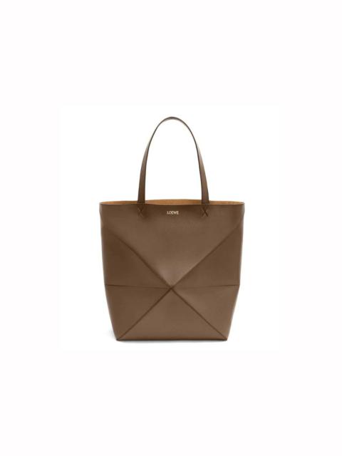 Loewe LOEWE Large Puzzle Fold Tote in Shiny Calfskin Umber