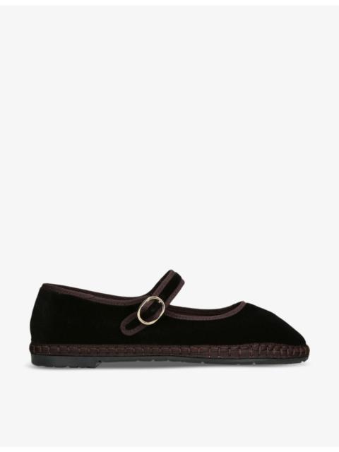 FLABELUS Sethe single-strap cotton Mary Jane flats