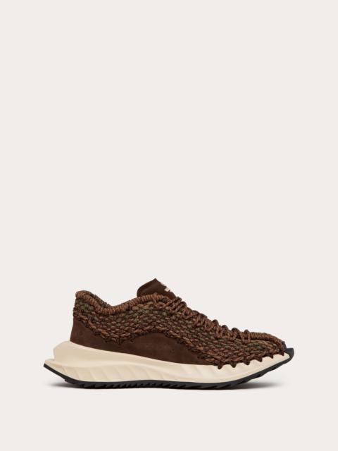 Valentino VALENTINO GARAVANI OUTDOOR CROCHET SNEAKERS IN FABRIC AND SUEDE