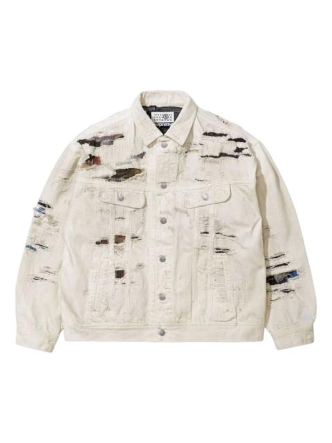 Supreme Supreme x MM6 Maison Margiela Distressed Selvedge Denim Trucker Jacket 'White' SUP-SS26-106-WHT