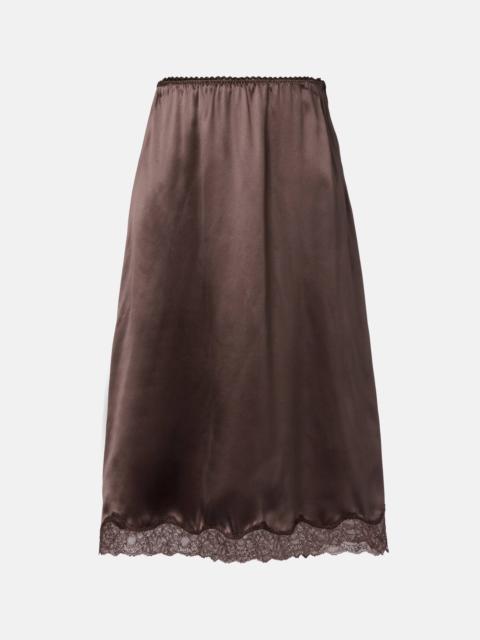 MAGDA BUTRYM Lace-trimmed silk satin slip skirt