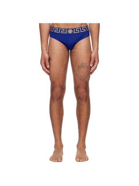 VERSACE Blue Greca Border Swim Briefs