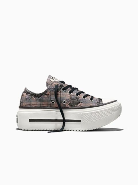 Converse Chuck Taylor All Star Lift Double Stack Distressed Plaid and Lace