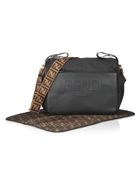 FENDI Unisex Logo Diaper Bag & Changing Mat - Black Brown