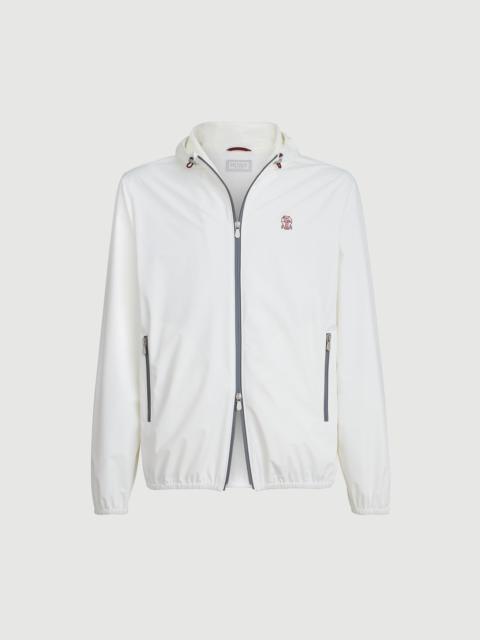 Brunello Cucinelli Bonded nylon hooded outerwear jacket with logo