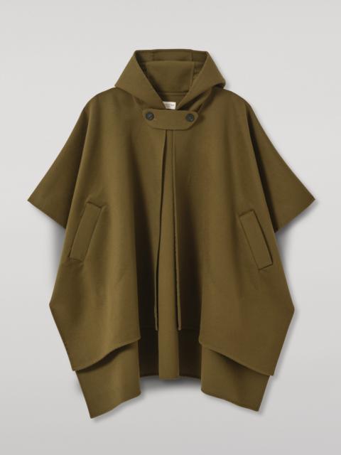 Johnstons of Elgin Hoolie Olive Green Hooded Cashmere Cape