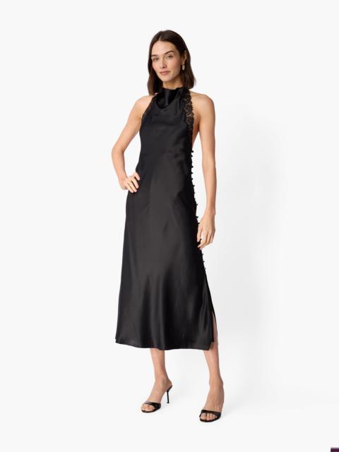 CAMI NYC THOMASINA SILK MIDI DRESS BLACK