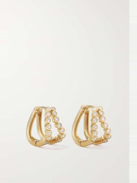 Wave 14-karat gold diamond earrings