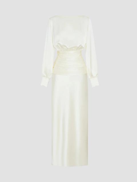 NICHOLAS Women's Samina Shirred Satin Gown - Chalk