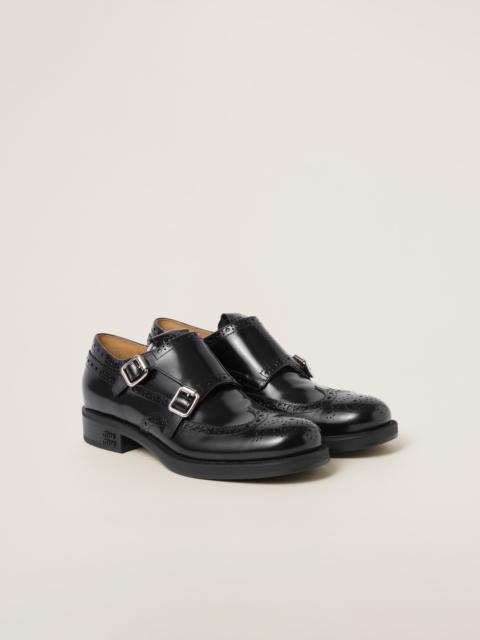 Church's X Miu Miu Brushed Leather Double Monk Brogue Shoes